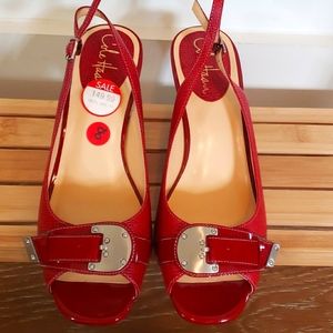 Cole haan red sling back open toed pump